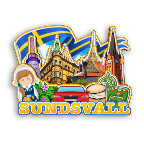 Refrigerator Magnet for Sundsvall Sweden  2183