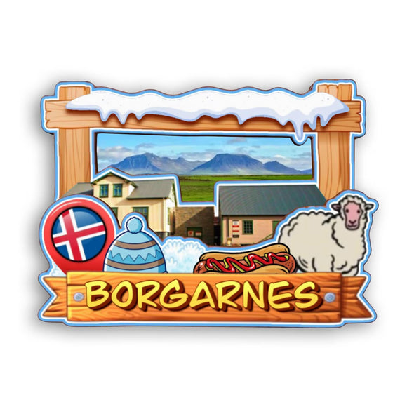 Refrigerator Magnet for Borgarnes Iceland  2254