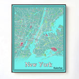 Kaisrlse New York Karte Posterdruck | Moderne Schwarz-Weiß-Wandkunst | New York City Drucke Kunstwerke | Kunstposter 11x14