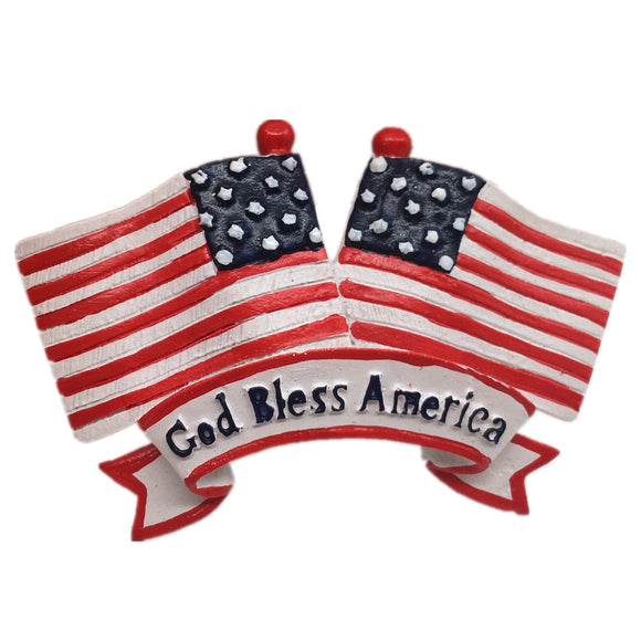 Flag God Bless USA America Fridge Magnet 3D Resin