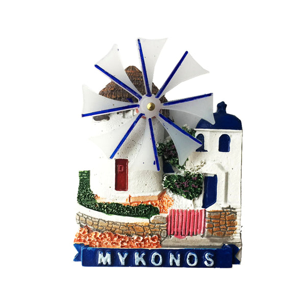 Mykonos Windmill Greece Hellas Fridge Magnet 3D Resin