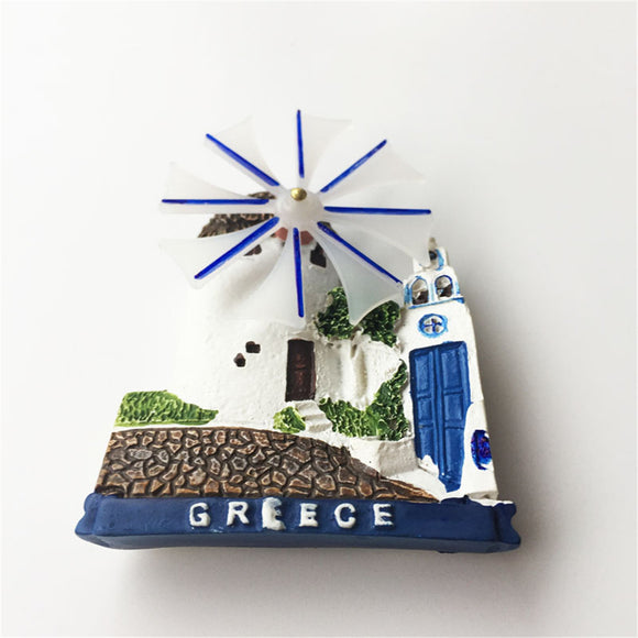 Santorini Windmill Greece Fridge Magnet 3D Resin