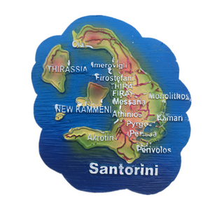 Santorini Map Greece Fridge Magnet 3D Resin