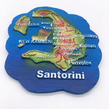 Santorini Map Greece Fridge Magnet 3D Resin