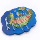 Santorini Map Greece Fridge Magnet 3D Resin