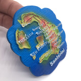 Santorini Map Greece Fridge Magnet 3D Resin