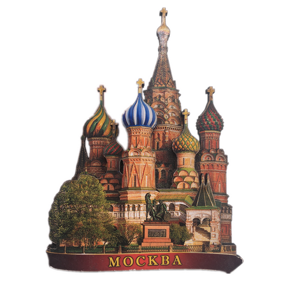 Moscow Russia Fridge Magnet 3D Wooden