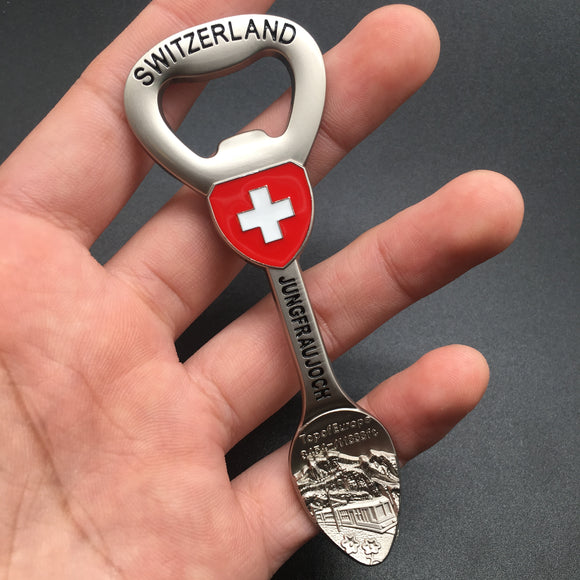 Jungfraujoch Switzerland Fridge Magnet Bottle Opener Metal Craft