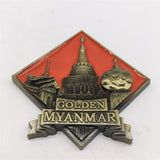 Golden Myanmar Fridge Magnet Metal Craft