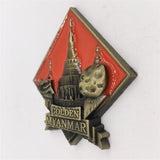 Golden Myanmar Fridge Magnet Metal Craft