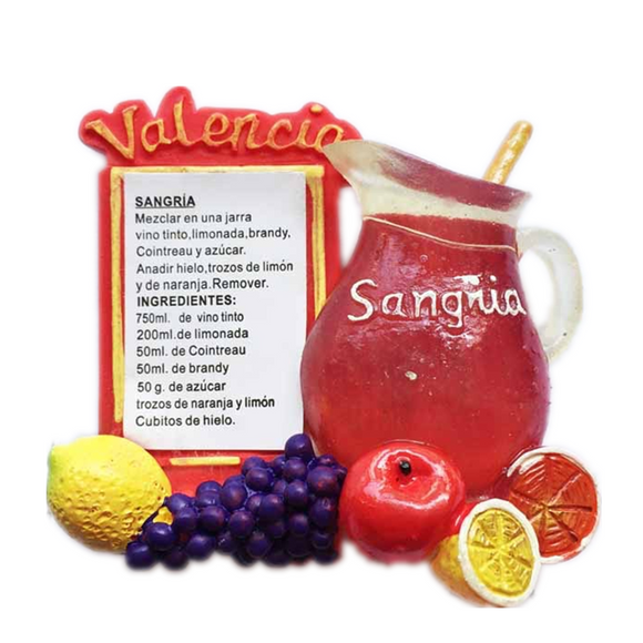 Valencia Sangria Spain Fridge Magnet 3D Resin