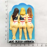 Sexy Girl USA America Fridge Magnet 3D Resin