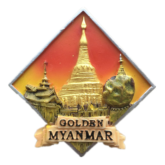 Yangon Golden Myanmar Fridge Magnet 3D Resin