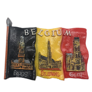 Brussels Bruges Gent Flag Belgium Fridge Magnet 3D Resin