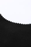 Hozyrep Black Crochet Lace Hem Sleeve Button Top