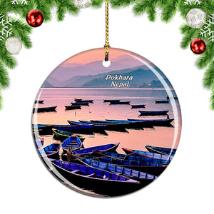 Phewa Lake Pokhara Nepal Christmas Ornament