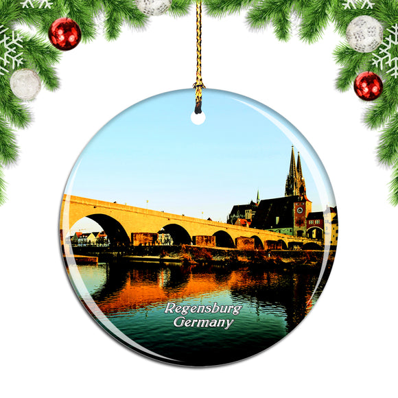 Germany Old Stone Bridge Regensburg Christmas Ornament