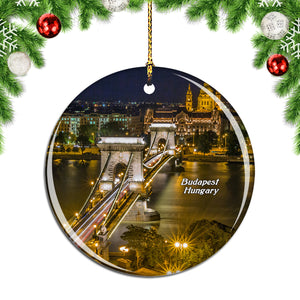 Hungary Chain Bridge Budapest Christmas Ornament