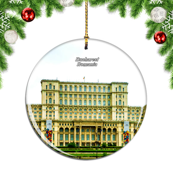 Palace of Parliament Bucharest Romania Christmas Ornament