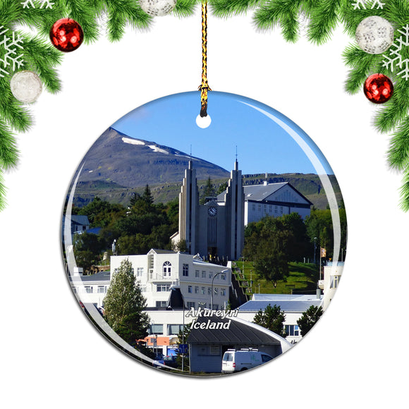 Iceland Akureyri church Christmas Ornament