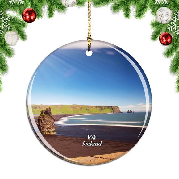 Iceland Black Sand Beach Vik Christmas Ornament