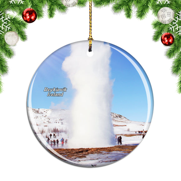 Iceland Great Geysir Reykjavik Christmas Ornament