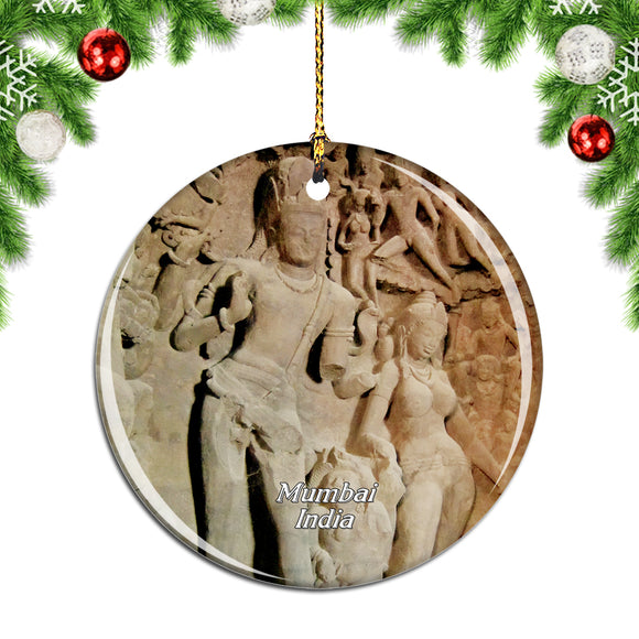 India Elephanta Caves Mumbai Christmas Ornament