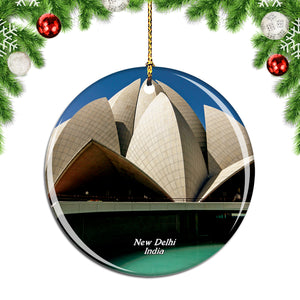 India Lotus Temple New Delhi Christmas Ornament