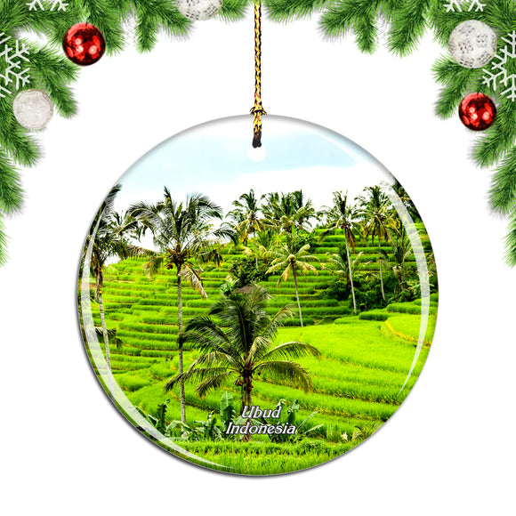 Indonesia Tegalalang Rice Terrace Ubud Bali Christmas Ornament