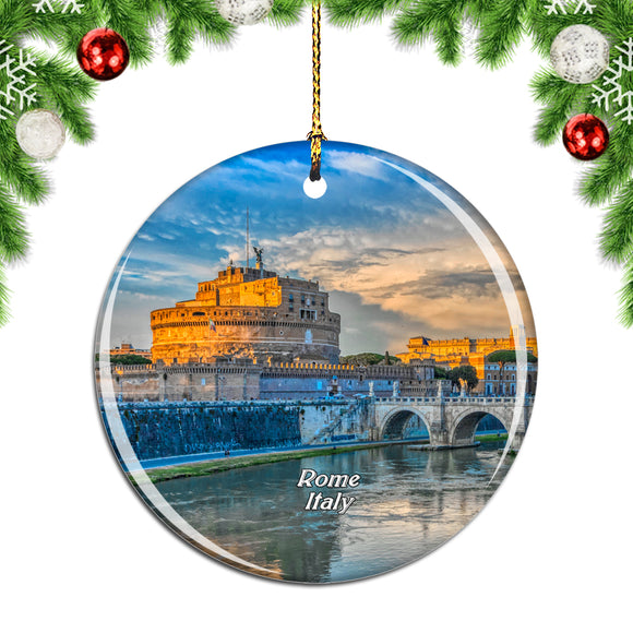 Italy Castel Sant'Angelo Bridge Rome Christmas Ornament