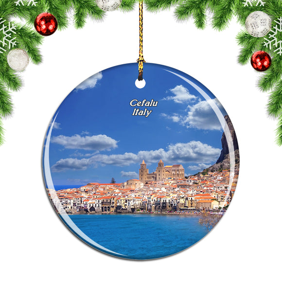 Italy Cefalu Sicily Christmas Ornament