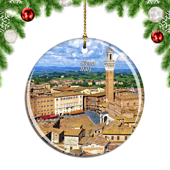 Italy Field Square Mangia Tower Siena Christmas Ornament