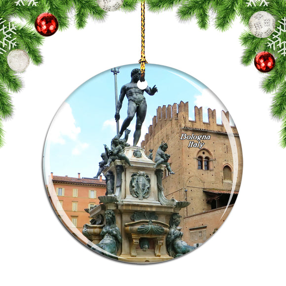 Italy Fountain of Neptune Bologna Christmas Ornament