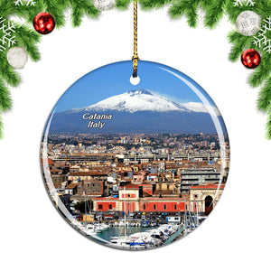 Italy Mount Etna Catania Sicily Christmas Ornament