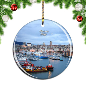 Italy Old Harbour Genoa Christmas Ornament