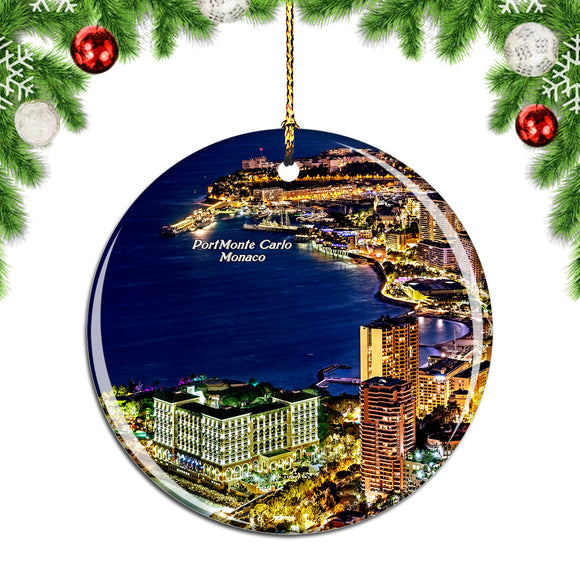 Monte Carlo Harbor Monaco Christmas Ornament