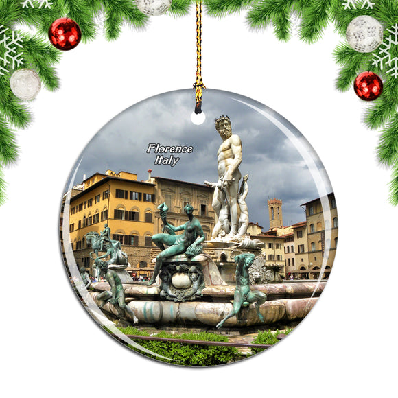 Italy Piazza della Signoria Fountain Florence Christmas Ornament