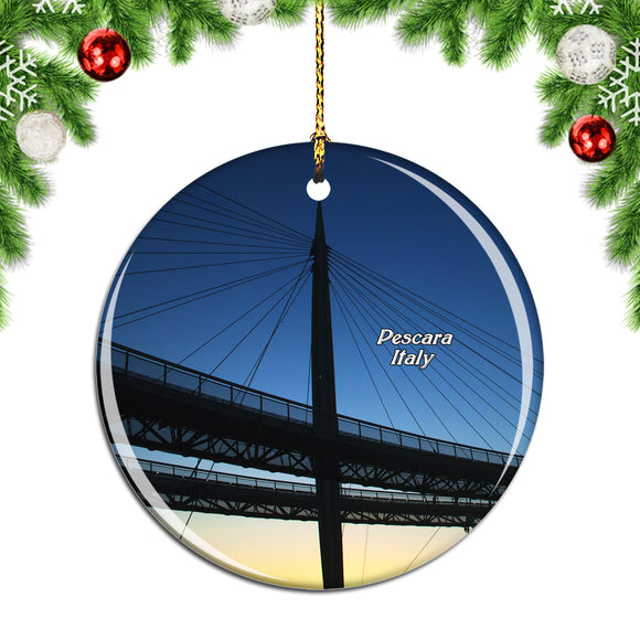 Italy Sea Bridge Pescara Christmas Ornament