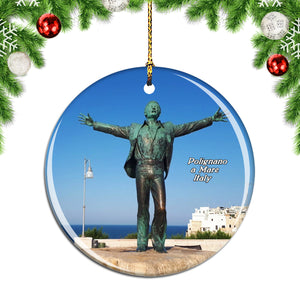 Italy Statue of Domenico Modugno Polignano a Mare Christmas Ornament