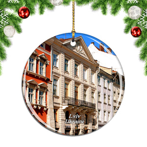 Rynok Square Lviv Ukraine Christmas Ornament