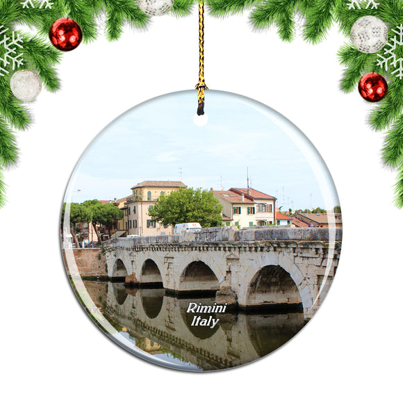 Italy Tiberio Bridge Rimini Christmas Ornament