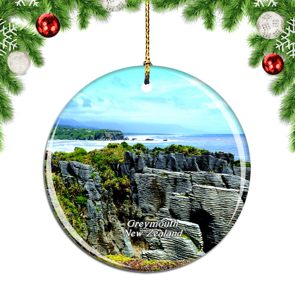 New Zealand Punakaiki Pancake Rock and Blowhole Greymouth Christmas Ornament