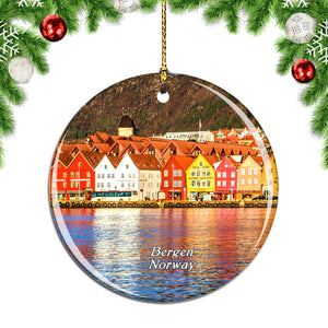 Norway Bryggen Hanseatic Wharf Bergen Christmas Ornament