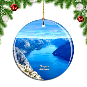 Norway Lysefjord Bergen Christmas Ornament