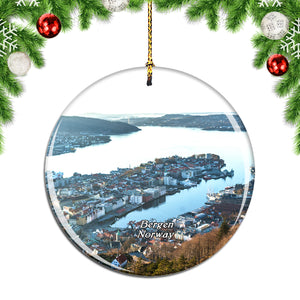 Norway Mount Floyen and the Funicular Bergen Christmas Ornament