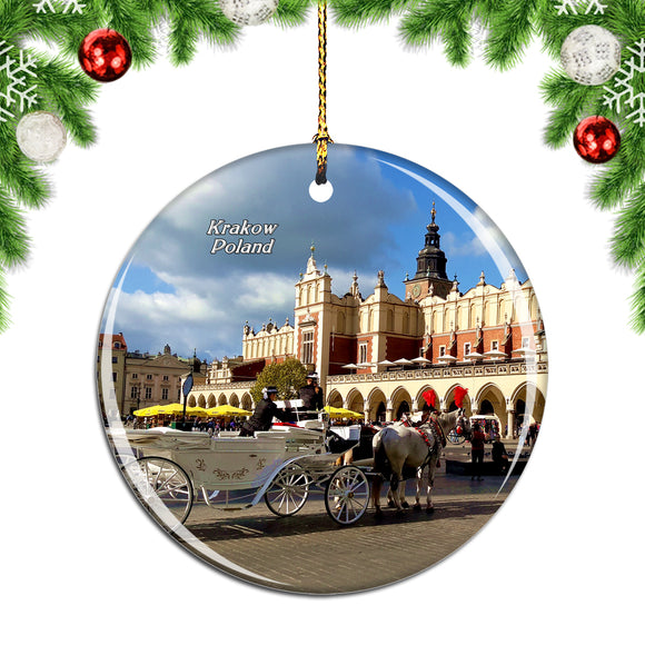 Poland Krakow's Rynek Glowny Central Square Christmas Ornament