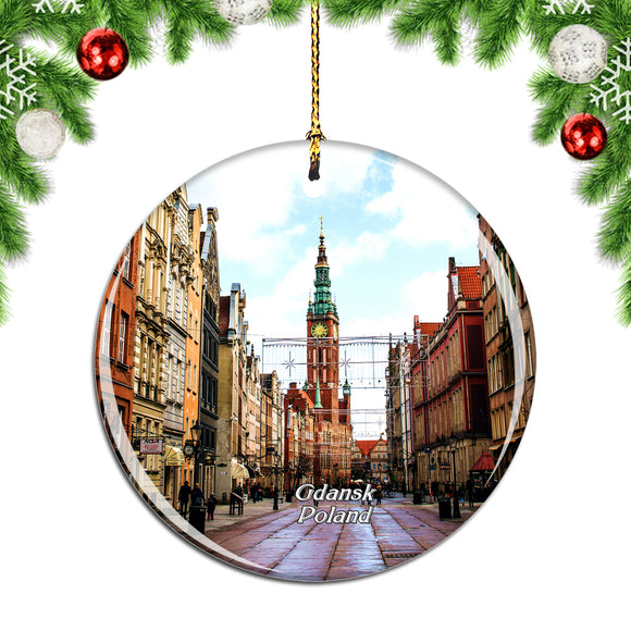 Poland Mariacka Street Gdansk Christmas Ornament