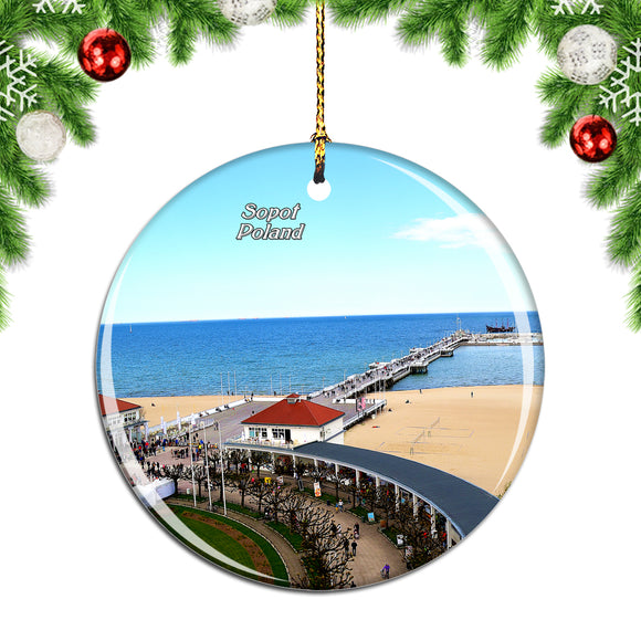 Poland Sopot Beach Christmas Ornament