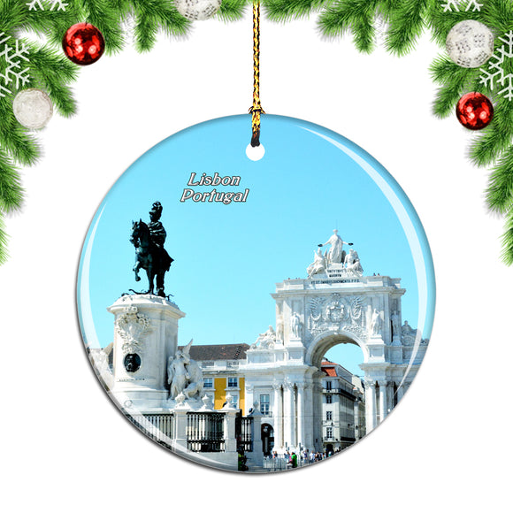 Portugal Commercial Square Lisbon Christmas Ornament