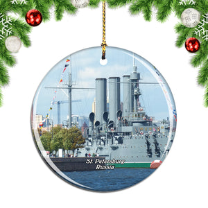 Russia Cruiser Aurora St. Petersburg Christmas Ornament